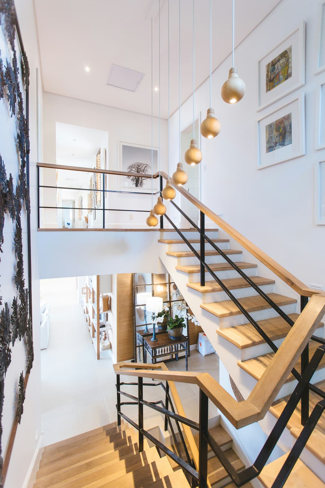 Staircase with wooden treads and risers